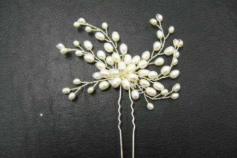 Hair pin, pearls, silver - in stock