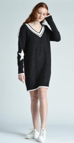 Deep v knit dress style 186002