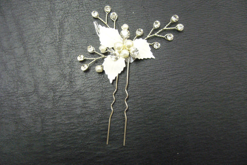 Hairpin, crystal, silver - in stock